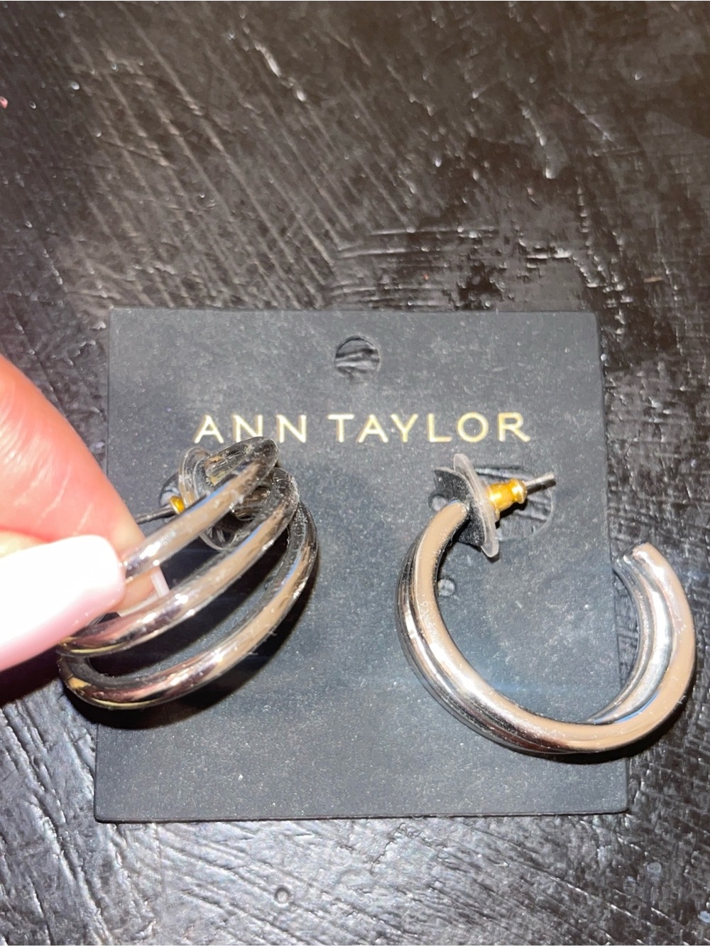Ann Taylor Silver-Tone Triple and Single Hoop Earring